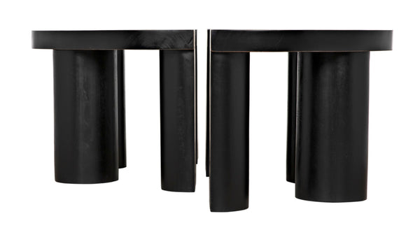 Noir Pluto Minimalist Coffee Table - Handcrafted Solid Mahogany with Hand-Rubbed Black Finish and Style GTAB1130HB