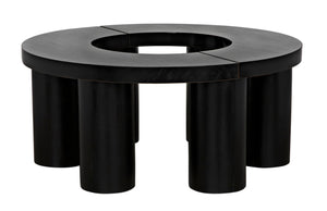 Noir Pluto Minimalist Coffee Table - Handcrafted Solid Mahogany with Hand-Rubbed Black Finish and Style GTAB1130HB