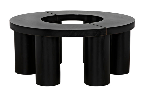 Noir Pluto Minimalist Coffee Table - Handcrafted Solid Mahogany with Hand-Rubbed Black Finish and Style GTAB1130HB