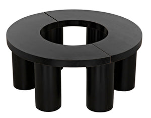 Noir Pluto Minimalist Coffee Table - Handcrafted Solid Mahogany with Hand-Rubbed Black Finish and Style GTAB1130HB