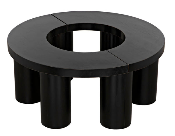 Noir Pluto Minimalist Coffee Table - Handcrafted Solid Mahogany with Hand-Rubbed Black Finish and Style GTAB1130HB