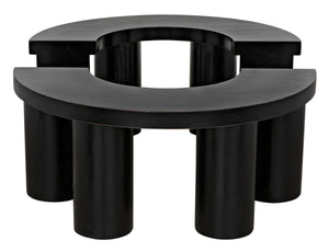 Noir Pluto Minimalist Coffee Table - Handcrafted Solid Mahogany with Hand-Rubbed Black Finish and Style GTAB1130HB
