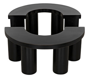 Noir Pluto Minimalist Coffee Table - Handcrafted Solid Mahogany with Hand-Rubbed Black Finish and Style GTAB1130HB