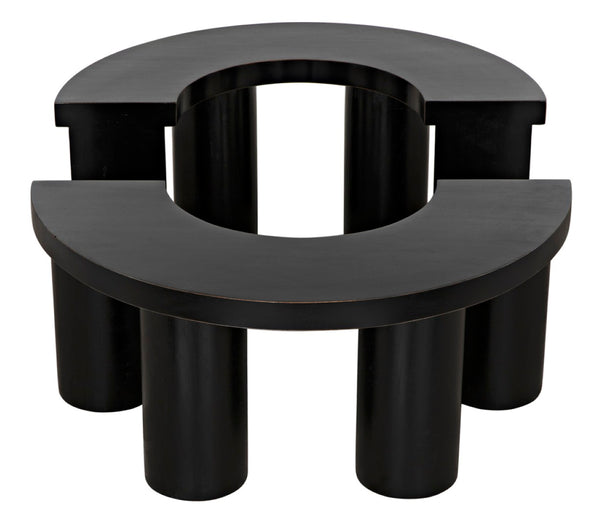 Noir Pluto Minimalist Coffee Table - Handcrafted Solid Mahogany with Hand-Rubbed Black Finish and Style GTAB1130HB