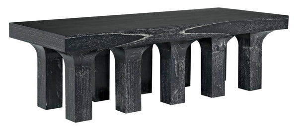 Noir Santos Coffee Table - Handcrafted Mahogany in Cinder Black for Rustic Elegance & Versatile Styling GTAB1136CB