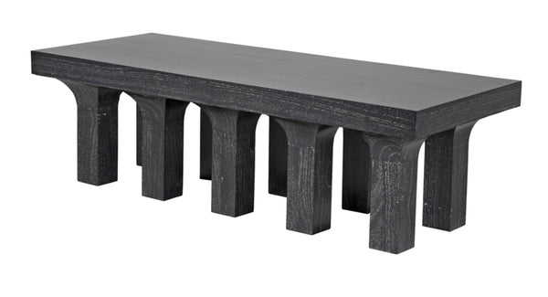 Noir Santos Coffee Table - Handcrafted Mahogany in Cinder Black for Rustic Elegance & Versatile Styling GTAB1136CB