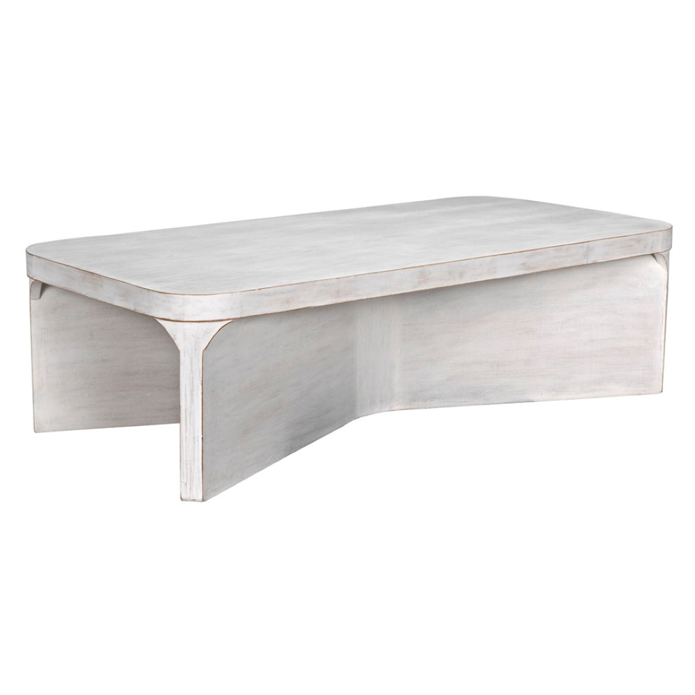 Noir Nova Coffee Table - Handcrafted Mahogany with White Wash Finish, Coastal Charm for Elegant Living Spaces GTAB1138WH