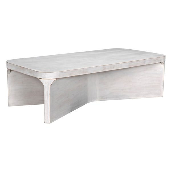 Noir Nova Coffee Table - Handcrafted Mahogany with White Wash Finish, Coastal Charm for Elegant Living Spaces GTAB1138WH