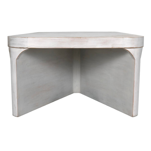 Noir Nova Coffee Table - Handcrafted Mahogany with White Wash Finish, Coastal Charm for Elegant Living Spaces GTAB1138WH