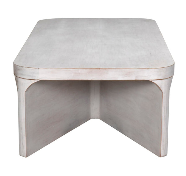 Noir Nova Coffee Table - Handcrafted Mahogany with White Wash Finish, Coastal Charm for Elegant Living Spaces GTAB1138WH