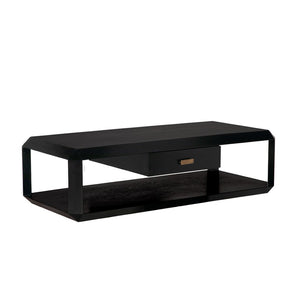 Noir Obtuse Coffee Table - Modern Architectural Design with Storage & Hand-Rubbed Black Finish for Elegance GTAB1148HB