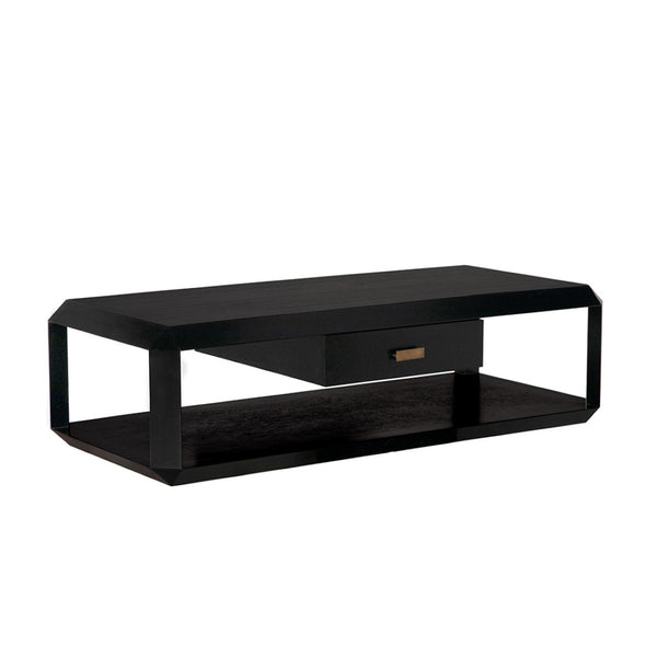 Noir Obtuse Coffee Table - Modern Architectural Design with Storage & Hand-Rubbed Black Finish for Elegance GTAB1148HB