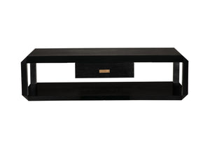 Noir Obtuse Coffee Table - Modern Architectural Design with Storage & Hand-Rubbed Black Finish for Elegance GTAB1148HB