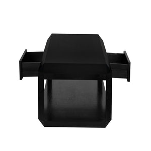 Noir Obtuse Coffee Table - Modern Architectural Design with Storage & Hand-Rubbed Black Finish for Elegance GTAB1148HB