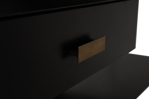 Noir Obtuse Coffee Table - Modern Architectural Design with Storage & Hand-Rubbed Black Finish for Elegance GTAB1148HB