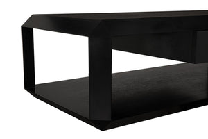 Noir Obtuse Coffee Table - Modern Architectural Design with Storage & Hand-Rubbed Black Finish for Elegance GTAB1148HB