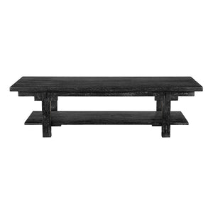Yaoli Brutalist Walnut Coffee Table with Exposed Joinery and Integrated Lower Shelf