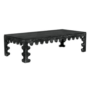Noir Duboris Walnut Coffee Table with Scalloped Edges for Modern Living Rooms GTAB1153BKW