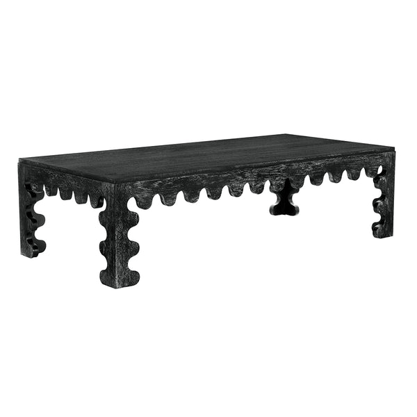 Noir Duboris Walnut Coffee Table with Scalloped Edges for Modern Living Rooms GTAB1153BKW
