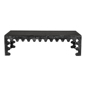 Duboris Walnut Coffee Table with Scalloped Edges for Modern Living Rooms
