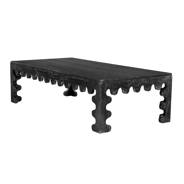Duboris Walnut Coffee Table with Scalloped Edges for Modern Living Rooms