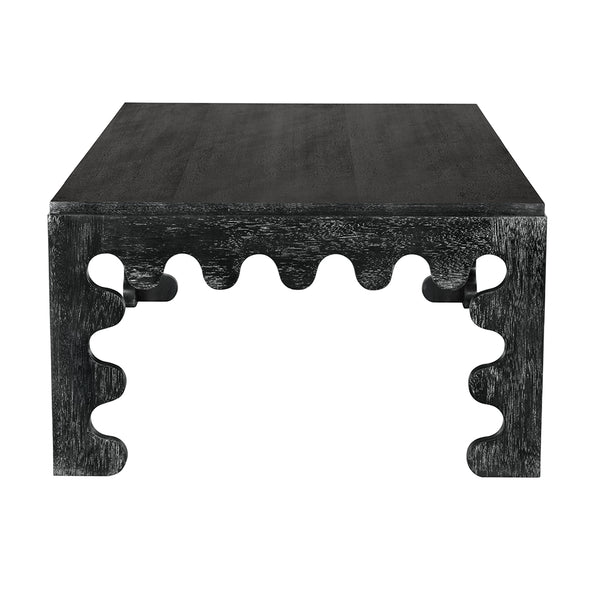 Duboris Walnut Coffee Table with Scalloped Edges for Modern Living Rooms