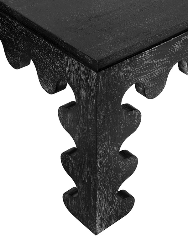 Duboris Walnut Coffee Table with Scalloped Edges for Modern Living Rooms