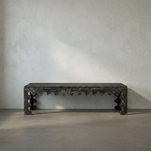 Duboris Walnut Coffee Table with Scalloped Edges for Modern Living Rooms