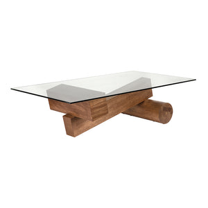 Noir Calatrava Sculptural Dark Walnut Coffee Table with Tempered Glass Top for Living Rooms GTAB1155DW