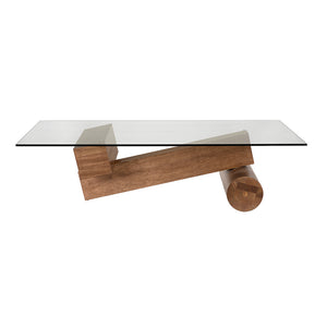 Calatrava Sculptural Dark Walnut Coffee Table with Tempered Glass Top for Living Rooms