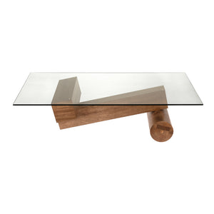 Calatrava Sculptural Dark Walnut Coffee Table with Tempered Glass Top for Living Rooms
