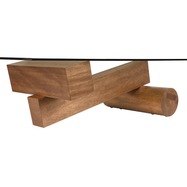 Calatrava Sculptural Dark Walnut Coffee Table with Tempered Glass Top for Living Rooms
