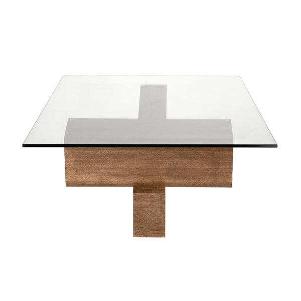 Calatrava Sculptural Dark Walnut Coffee Table with Tempered Glass Top for Living Rooms