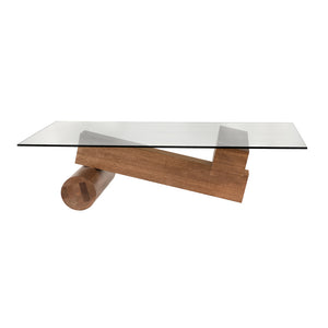 Calatrava Sculptural Dark Walnut Coffee Table with Tempered Glass Top for Living Rooms