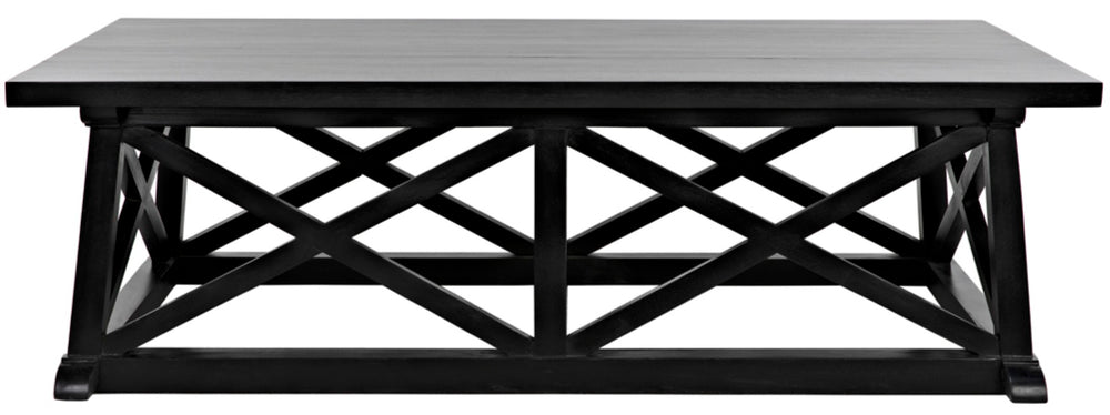 Noir Sutton Coffee Table - Handcrafted Solid Mahogany with Striking "X" Design in Elegant Black Finish GTAB121HB
