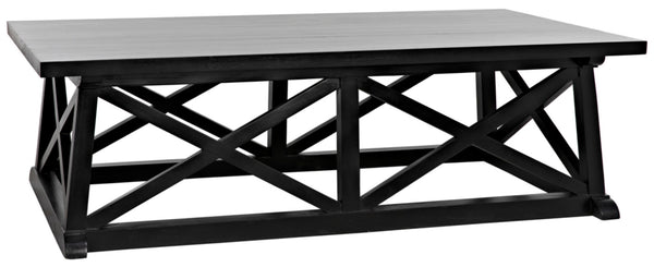 Noir Sutton Coffee Table - Handcrafted Solid Mahogany with Striking "X" Design in Elegant Black Finish GTAB121HB