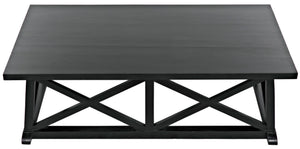 Noir Sutton Coffee Table - Handcrafted Solid Mahogany with Striking "X" Design in Elegant Black Finish GTAB121HB