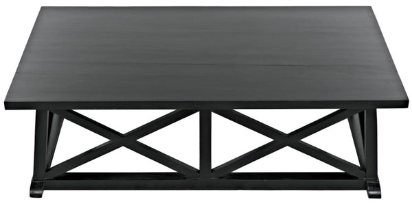 Noir Sutton Coffee Table - Handcrafted Solid Mahogany with Striking "X" Design in Elegant Black Finish GTAB121HB