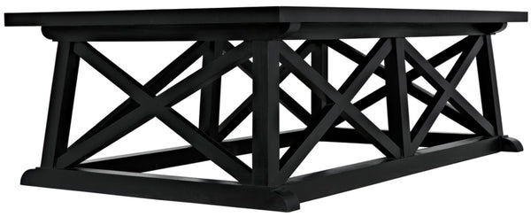 Noir Sutton Coffee Table - Handcrafted Solid Mahogany with Striking "X" Design in Elegant Black Finish GTAB121HB