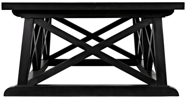 Noir Sutton Coffee Table - Handcrafted Solid Mahogany with Striking "X" Design in Elegant Black Finish GTAB121HB