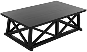 Noir Sutton Coffee Table - Handcrafted Solid Mahogany with Striking "X" Design in Elegant Black Finish GTAB121HB