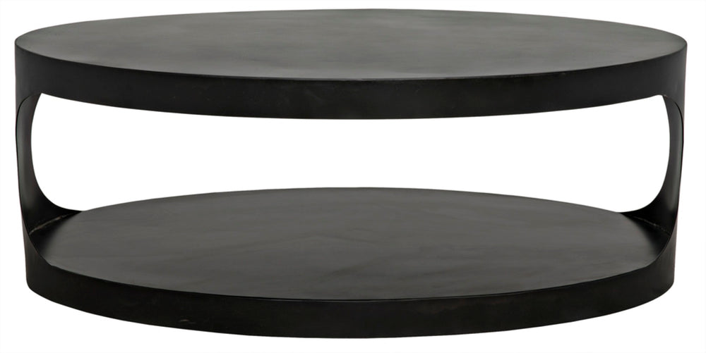 Noir Eclipse Oval Coffee Table - Modern Matte Black Iron Design, Industrial Elegance for Any Space GTAB132MTB