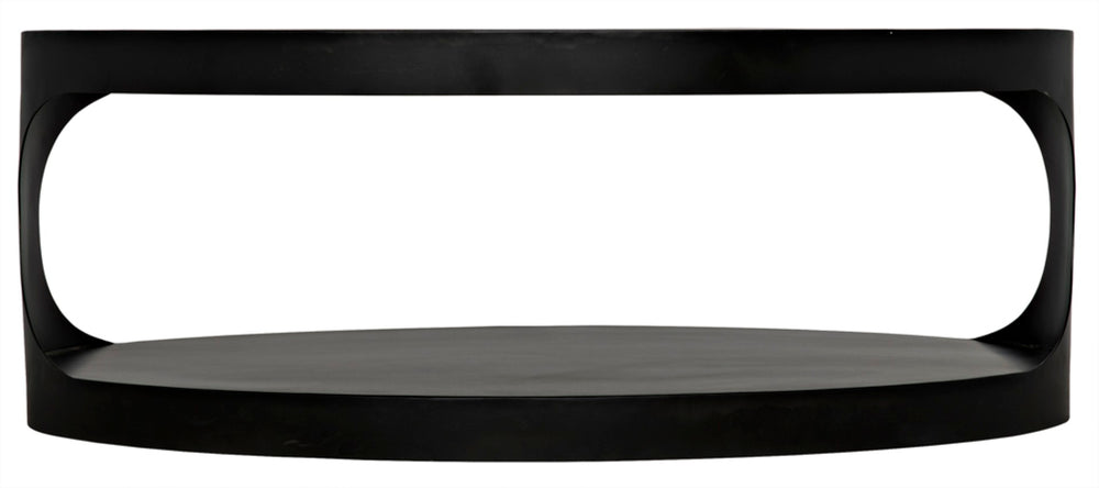 Noir Eclipse Oval Coffee Table - Modern Matte Black Iron Design, Industrial Elegance for Any Space GTAB132MTB