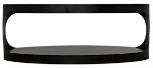 Noir Eclipse Oval Coffee Table - Modern Matte Black Iron Design, Industrial Elegance for Any Space GTAB132MTB