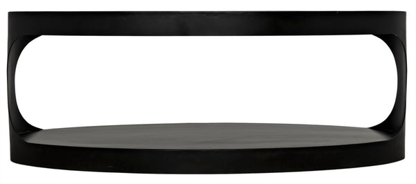 Noir Eclipse Oval Coffee Table - Modern Matte Black Iron Design, Industrial Elegance for Any Space GTAB132MTB