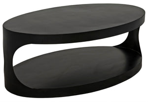 Noir Eclipse Oval Coffee Table - Modern Matte Black Iron Design, Industrial Elegance for Any Space GTAB132MTB