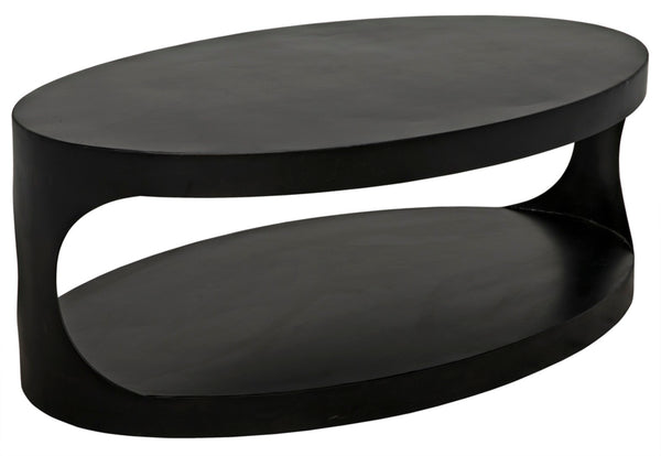 Noir Eclipse Oval Coffee Table - Modern Matte Black Iron Design, Industrial Elegance for Any Space GTAB132MTB