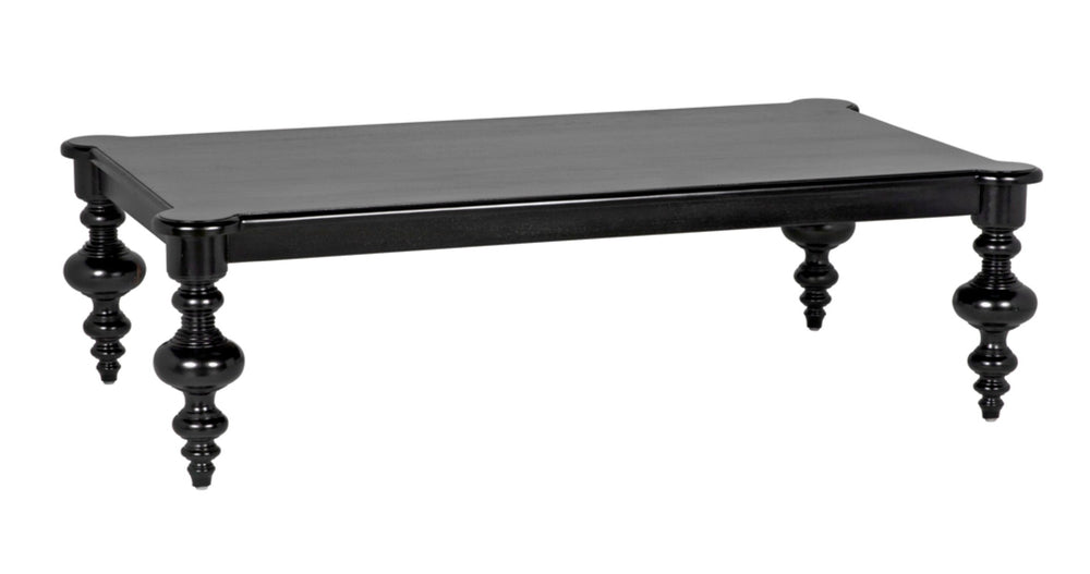 Noir Graff Coffee Table - Elegant Hand-Carved Mahogany Centerpiece for Timeless Living Room Style Hand Rubbed Black GTAB138HB