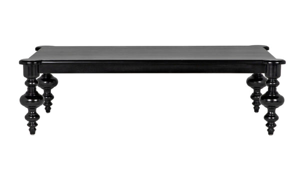 Noir Graff Coffee Table - Elegant Hand-Carved Mahogany Centerpiece for Timeless Living Room Style Hand Rubbed Black GTAB138HB