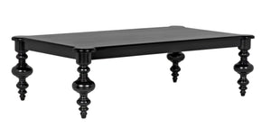 Noir Graff Coffee Table - Elegant Hand-Carved Mahogany Centerpiece for Timeless Living Room Style Hand Rubbed Black GTAB138HB